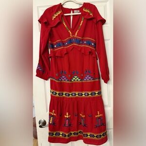 NWOT ASOS Embroidered Boho Maxi Dress | Size 8 | Red Multicolor